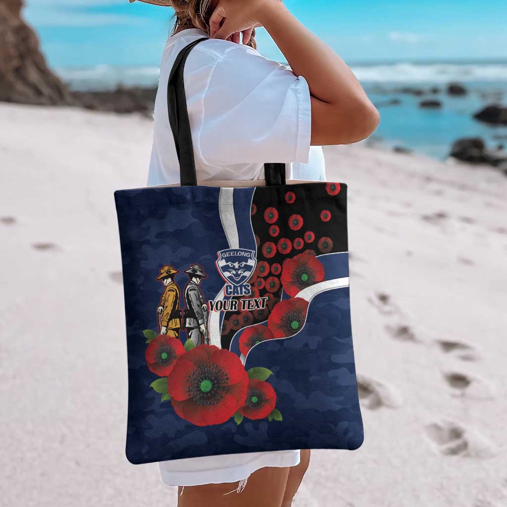 Geelong Cats ANZAC Personalised Tote Bag Lest We Forget Poppy Camo