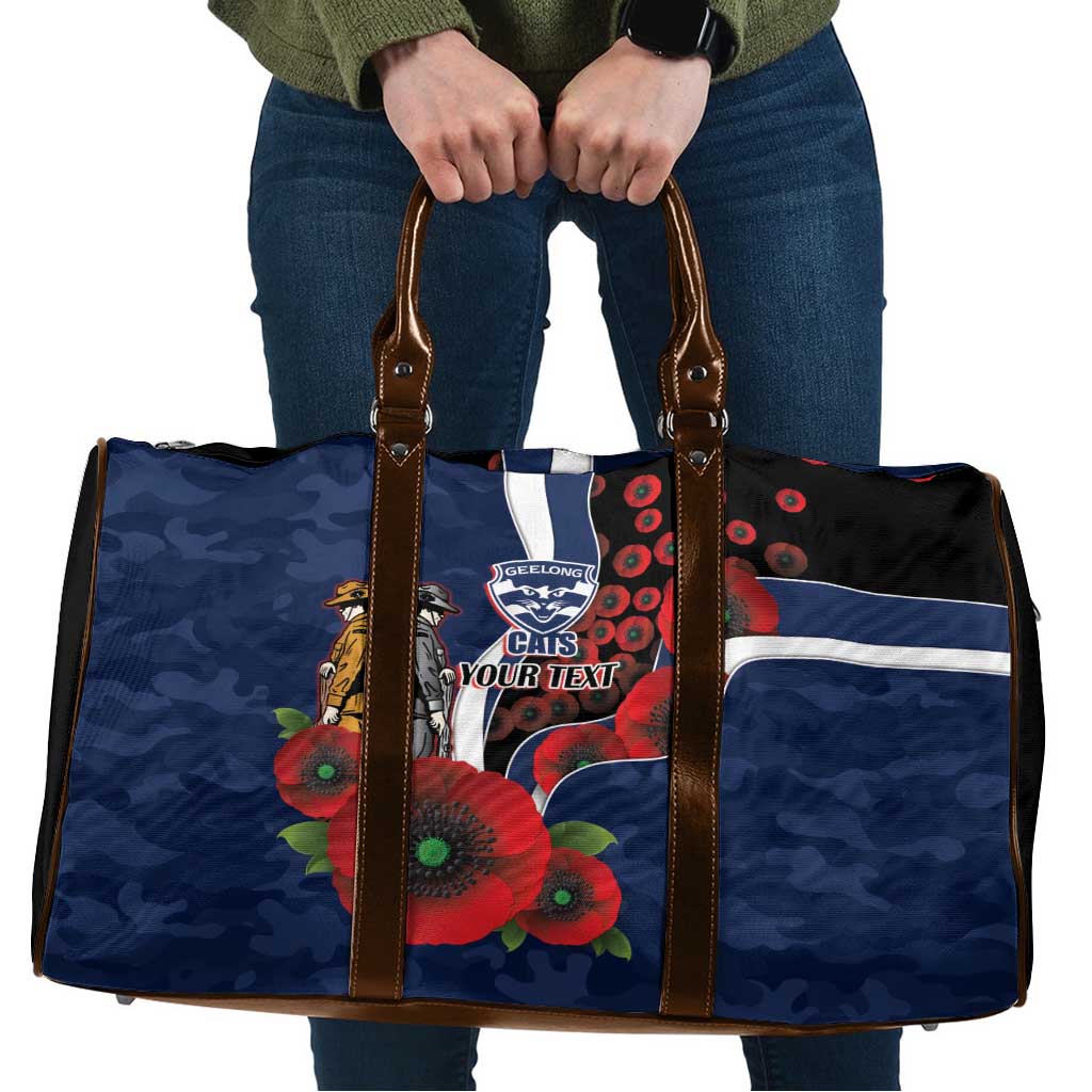 Geelong Cats ANZAC Personalised Travel Bag Lest We Forget Poppy Camo