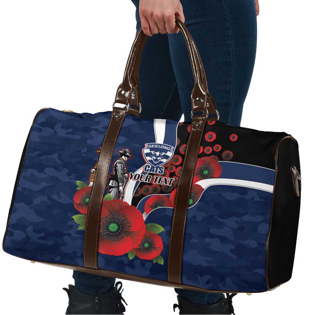 Geelong Cats ANZAC Personalised Travel Bag Lest We Forget Poppy Camo