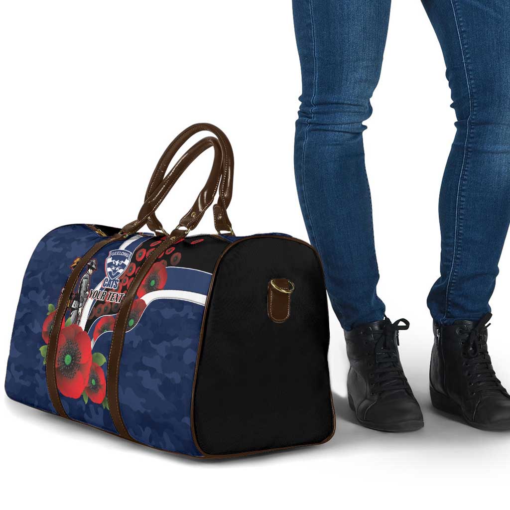 Geelong Cats ANZAC Personalised Travel Bag Lest We Forget Poppy Camo