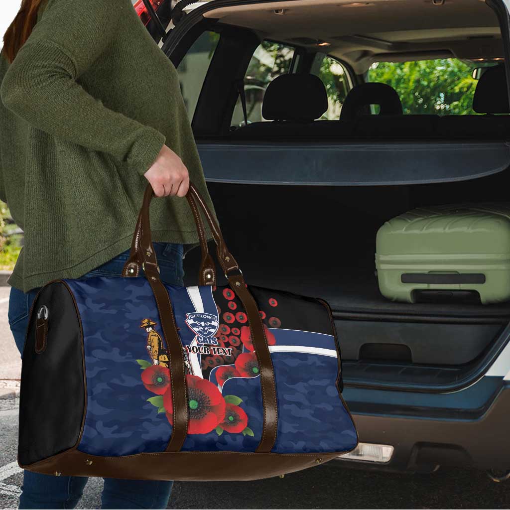 Geelong Cats ANZAC Personalised Travel Bag Lest We Forget Poppy Camo