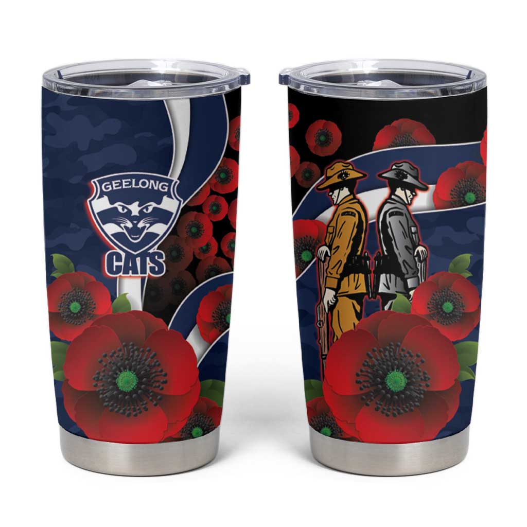 Geelong Cats ANZAC Personalised Tumbler Cup Lest We Forget Poppy Camo