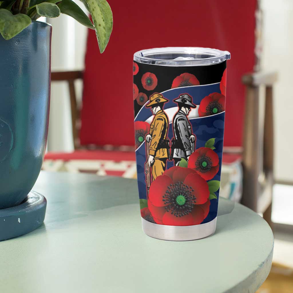Geelong Cats ANZAC Personalised Tumbler Cup Lest We Forget Poppy Camo