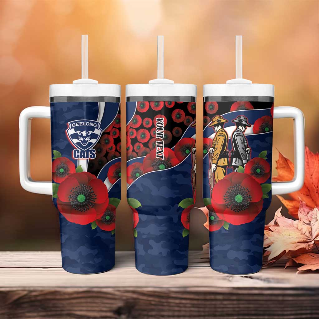 Geelong Cats ANZAC Personalised Tumbler With Handle Lest We Forget Poppy Camo