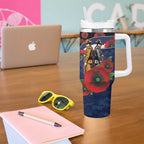 Geelong Cats ANZAC Personalised Tumbler With Handle Lest We Forget Poppy Camo