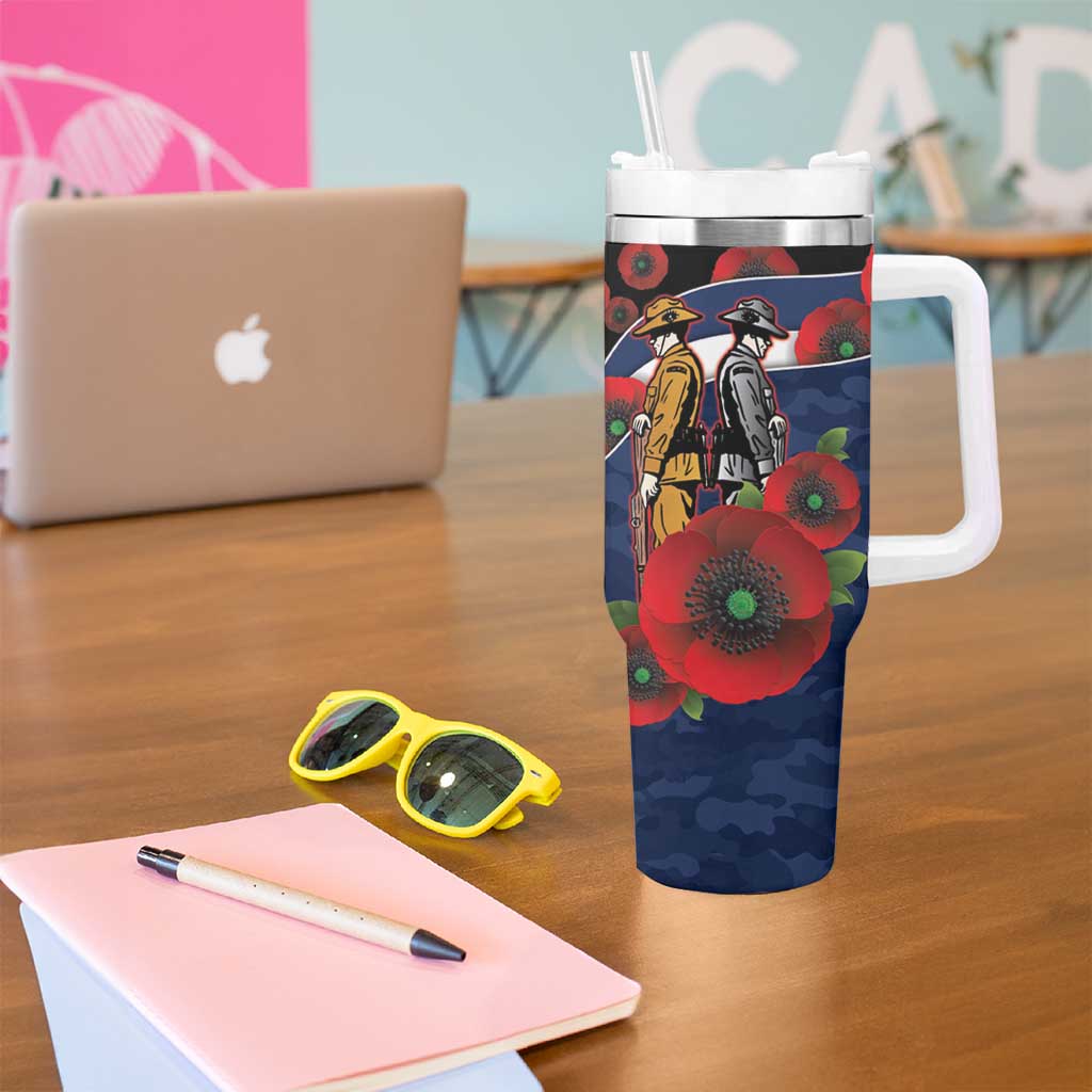 Geelong Cats ANZAC Personalised Tumbler With Handle Lest We Forget Poppy Camo