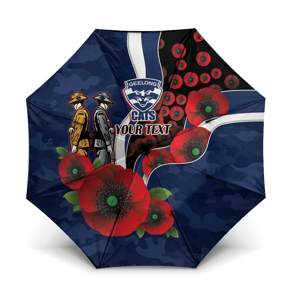 Geelong Cats ANZAC Personalised Umbrella Lest We Forget Poppy Camo