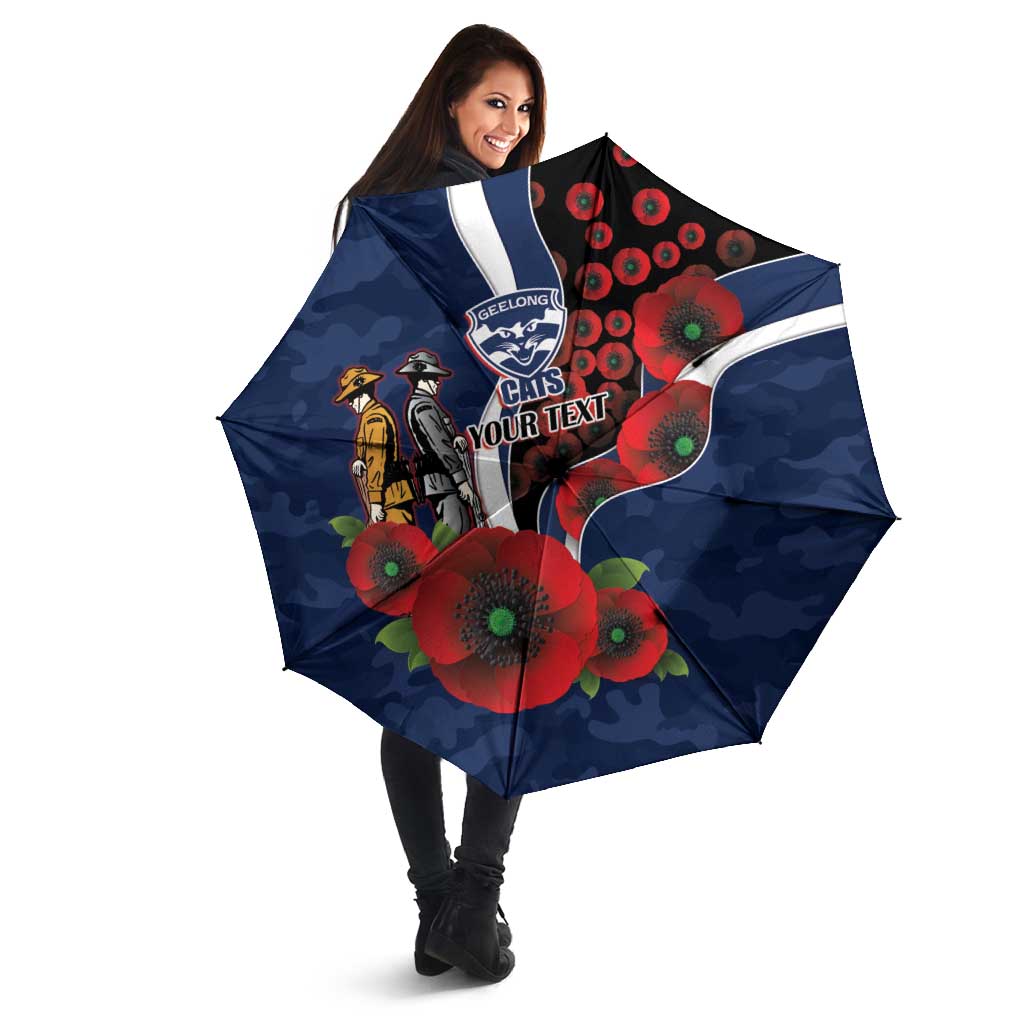 Geelong Cats ANZAC Personalised Umbrella Lest We Forget Poppy Camo