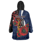 Geelong Cats ANZAC Personalised Wearable Blanket Hoodie Lest We Forget Poppy Camo
