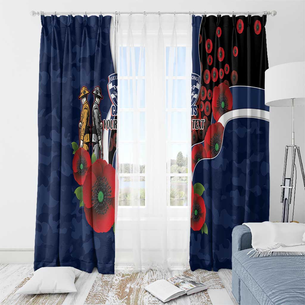 Geelong Cats ANZAC Personalised Window Curtain Lest We Forget Poppy Camo