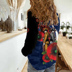 Geelong Cats ANZAC Personalised Women Casual Shirt Lest We Forget Poppy Camo