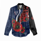 Geelong Cats ANZAC Personalised Women Casual Shirt Lest We Forget Poppy Camo