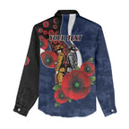 Geelong Cats ANZAC Personalised Women Casual Shirt Lest We Forget Poppy Camo