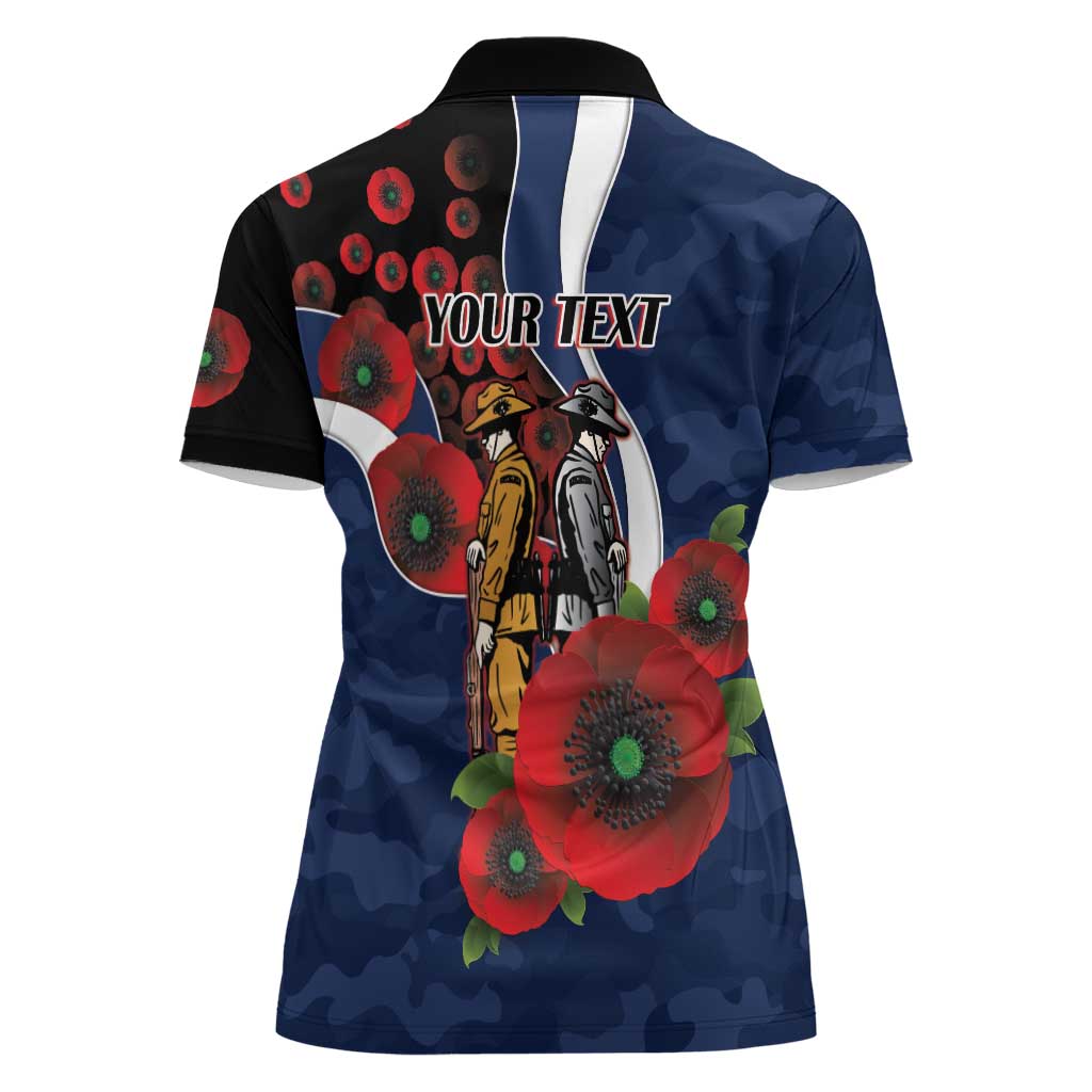 Geelong Cats ANZAC Personalised Women Polo Shirt Lest We Forget Poppy Camo