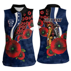 Geelong Cats ANZAC Personalised Women Sleeveless Polo Shirt Lest We Forget Poppy Camo