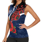 Geelong Cats ANZAC Personalised Women Sleeveless Polo Shirt Lest We Forget Poppy Camo