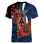 Geelong Cats ANZAC Personalised Women V-Neck T-Shirt Lest We Forget Poppy Camo