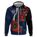 Geelong Cats ANZAC Personalised Zip Hoodie Lest We Forget Poppy Camo