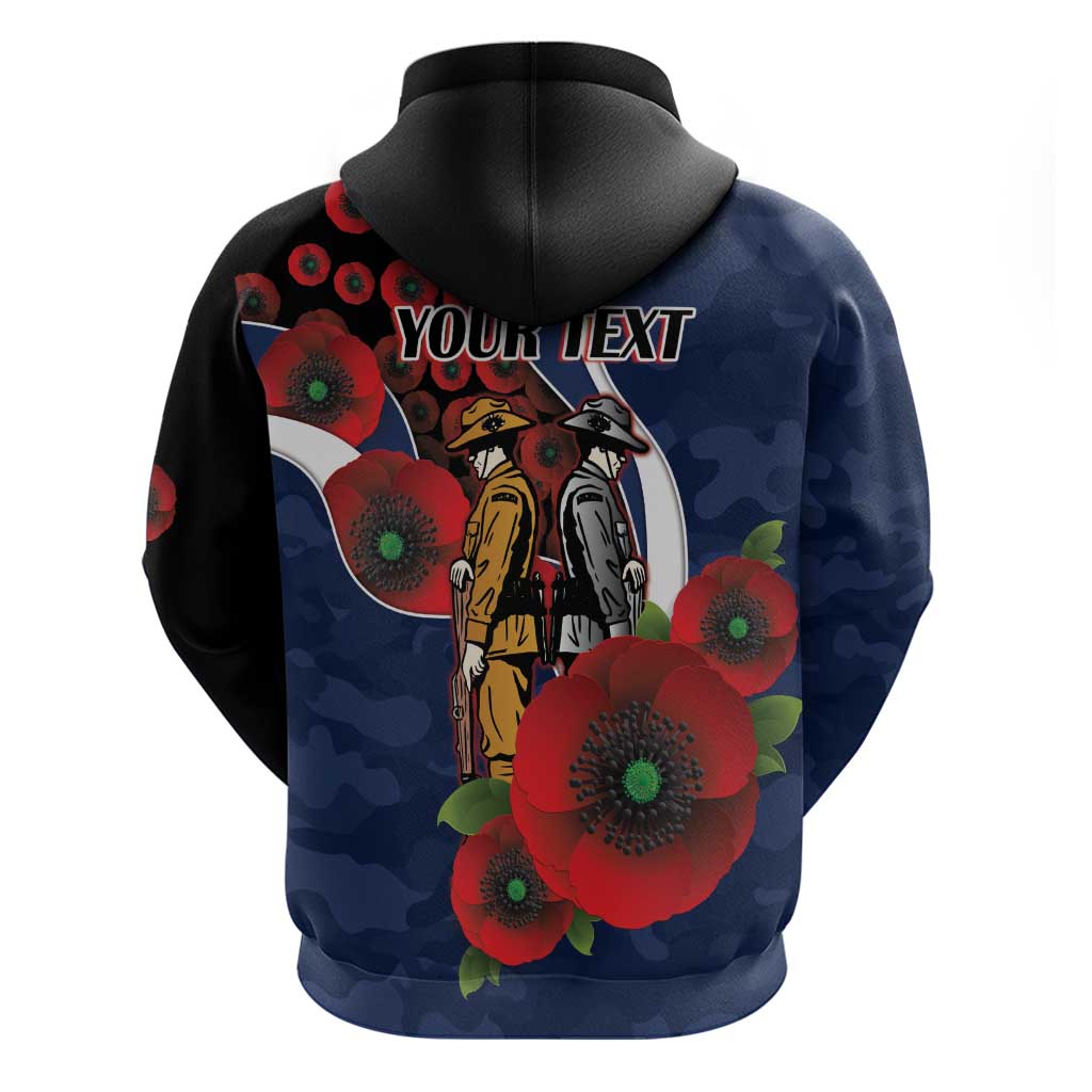 Geelong Cats ANZAC Personalised Zip Hoodie Lest We Forget Poppy Camo