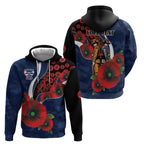 Geelong Cats ANZAC Personalised Zip Hoodie Lest We Forget Poppy Camo