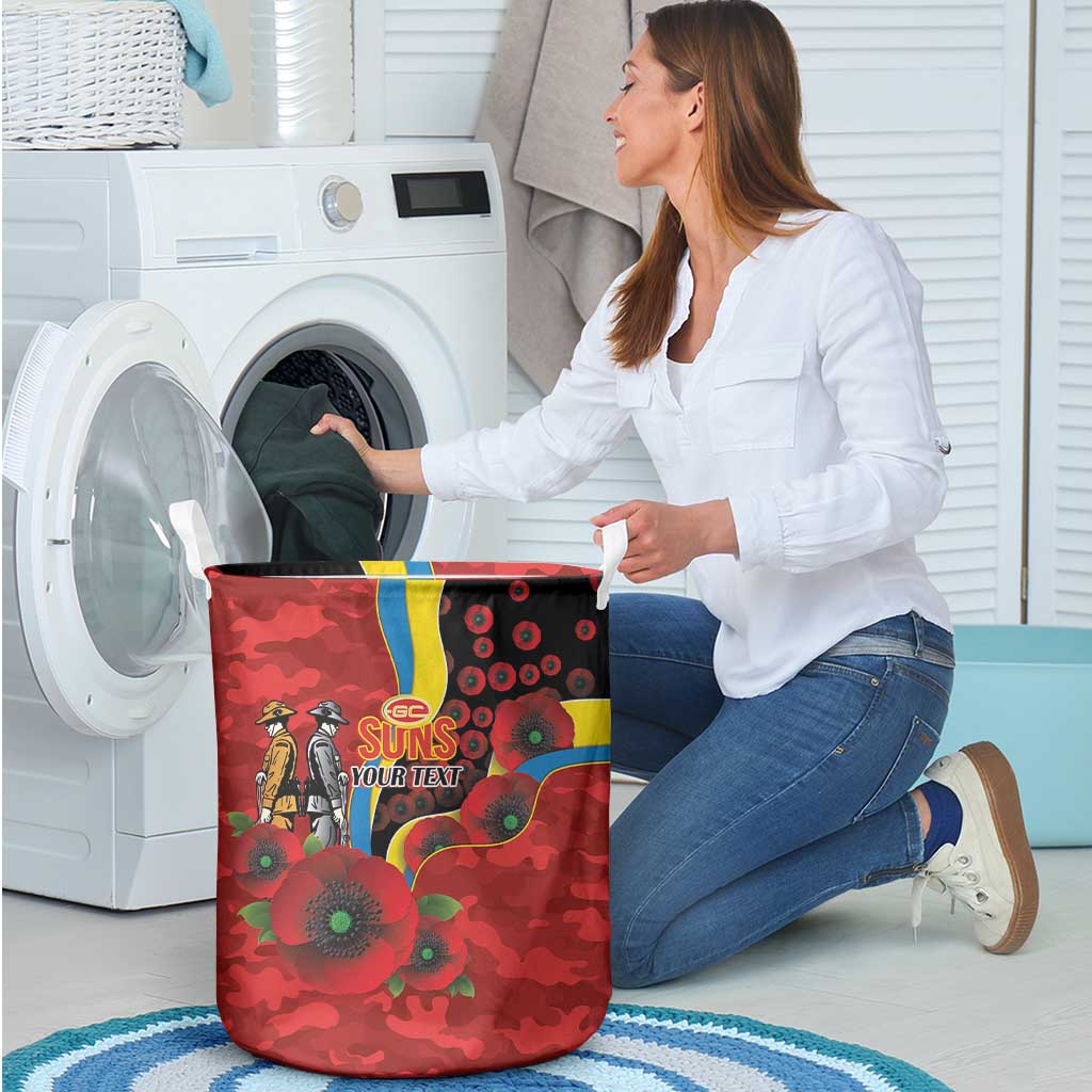 Gold Suns ANZAC Personalised Laundry Basket Lest We Forget Poppy Camo