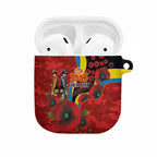 Gold Suns ANZAC Personalised AirPods Case Lest We Forget Poppy Camo
