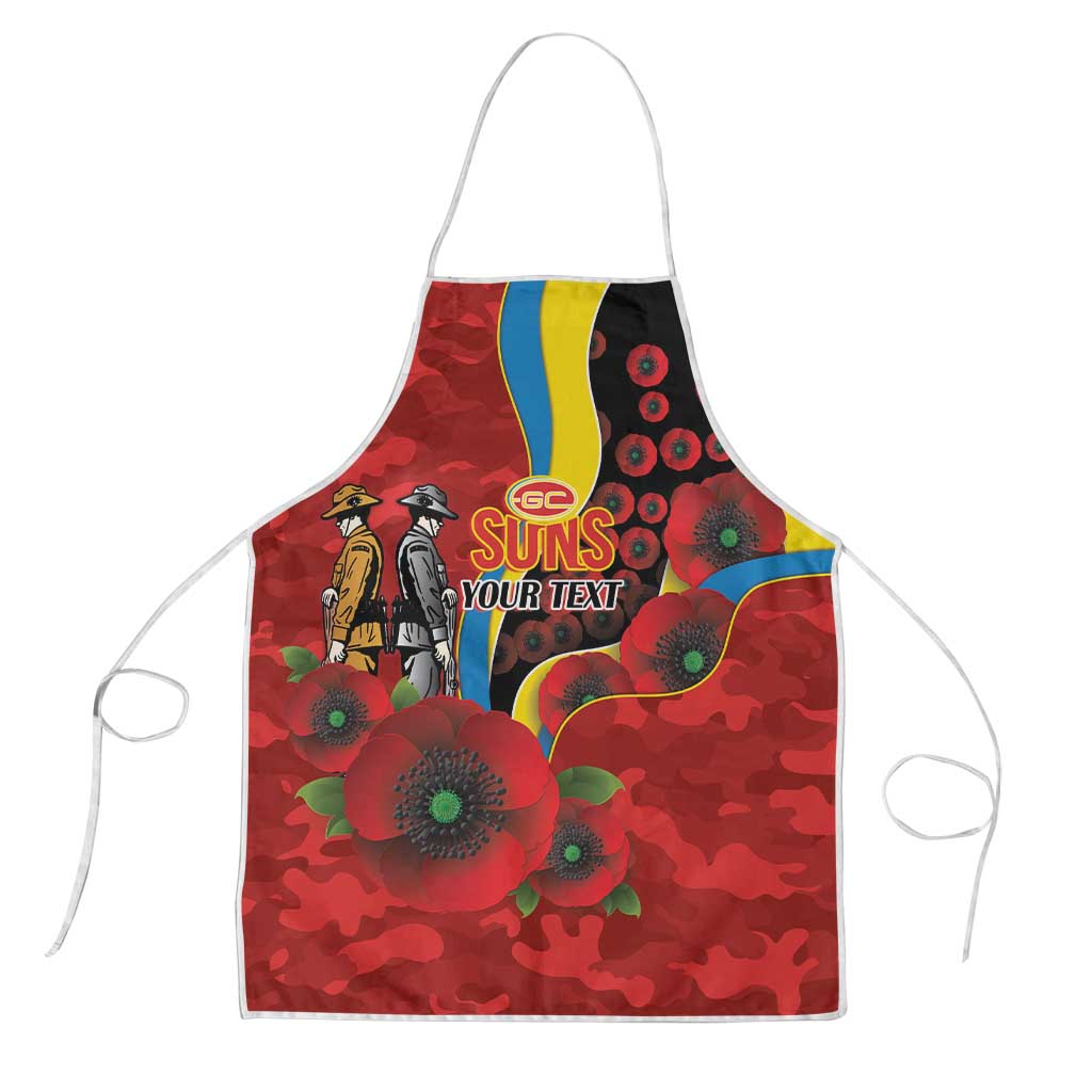Gold Suns ANZAC Personalised Apron Lest We Forget Poppy Camo