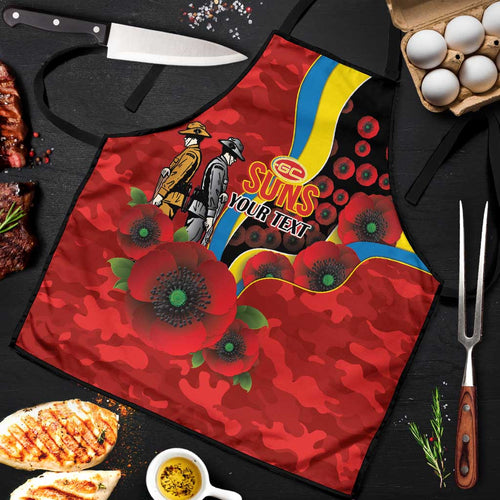 Gold Suns ANZAC Personalised Apron Lest We Forget Poppy Camo