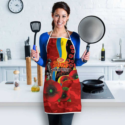Gold Suns ANZAC Personalised Apron Lest We Forget Poppy Camo