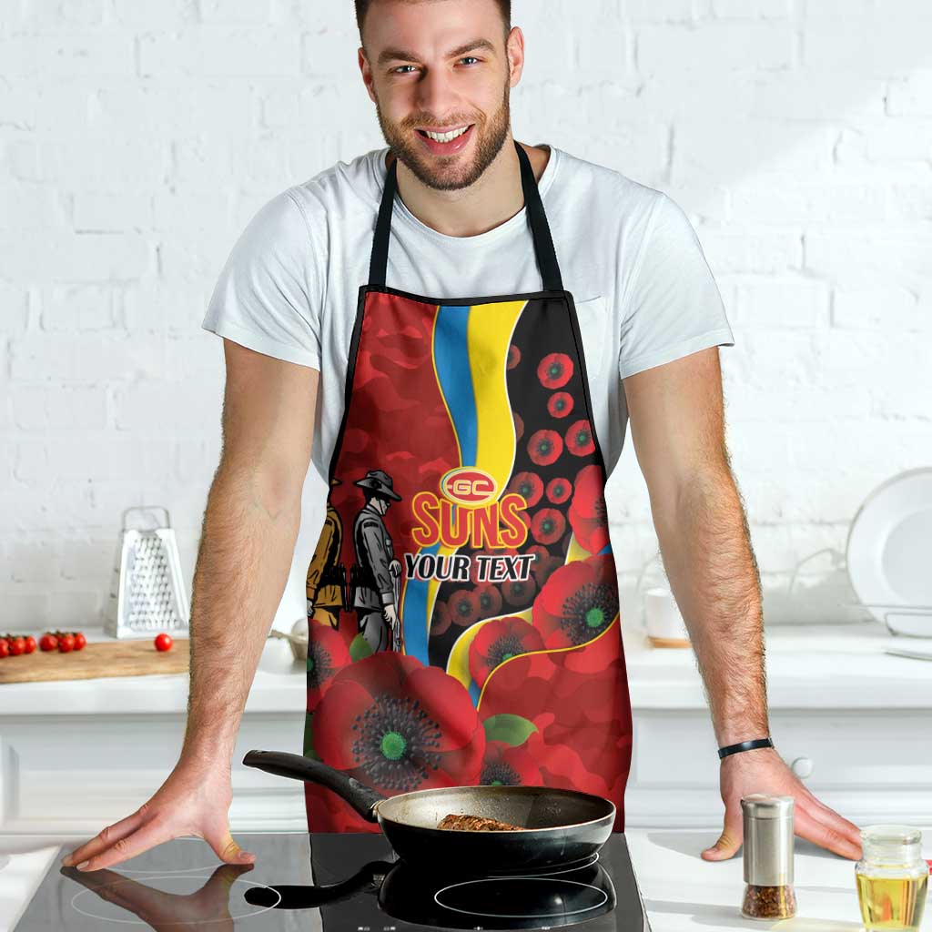 Gold Suns ANZAC Personalised Apron Lest We Forget Poppy Camo
