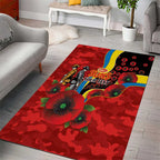 Gold Suns ANZAC Personalised Area Rug Lest We Forget Poppy Camo