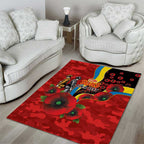 Gold Suns ANZAC Personalised Area Rug Lest We Forget Poppy Camo