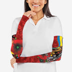 Gold Suns ANZAC Personalised Arm Sleeves Lest We Forget Poppy Camo