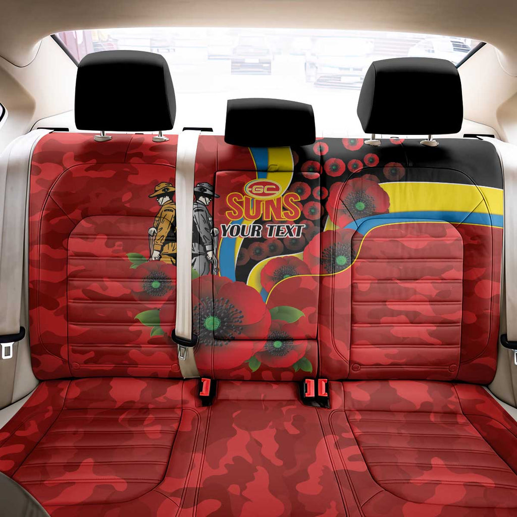 Gold Suns ANZAC Personalised Back Car Seat Cover Lest We Forget Poppy Camo
