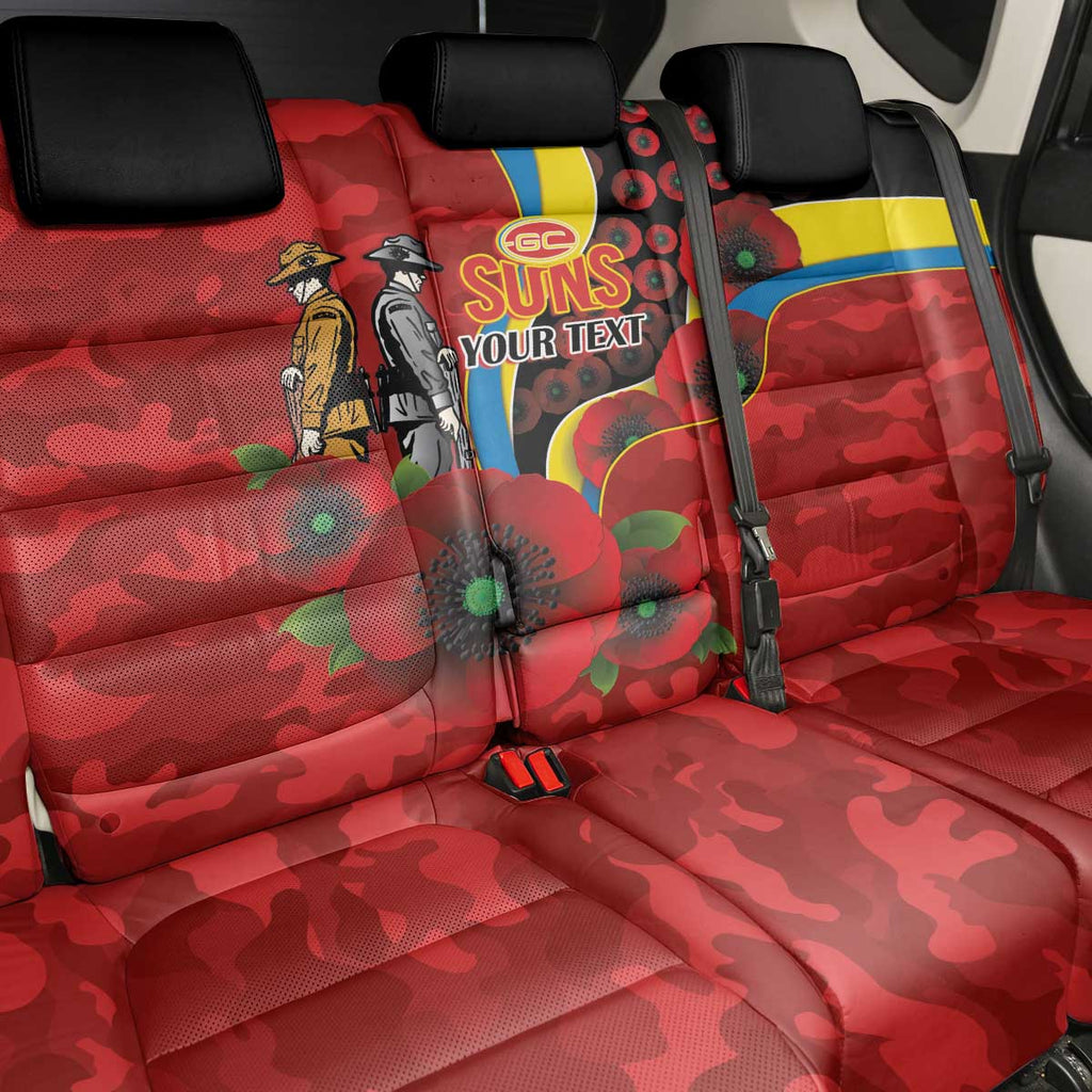 Gold Suns ANZAC Personalised Back Car Seat Cover Lest We Forget Poppy Camo