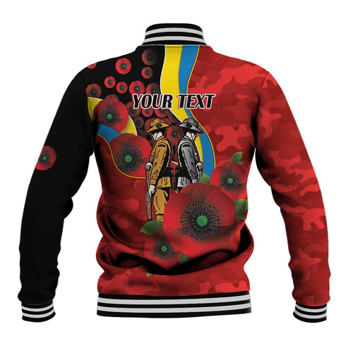 Gold Suns ANZAC Personalised Baseball Jacket Lest We Forget Poppy Camo