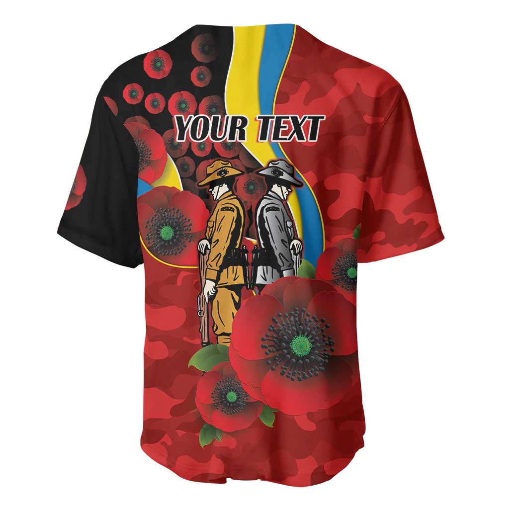 Gold Suns ANZAC Personalised Baseball Jersey Lest We Forget Poppy Camo