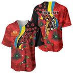 Gold Suns ANZAC Personalised Baseball Jersey Lest We Forget Poppy Camo