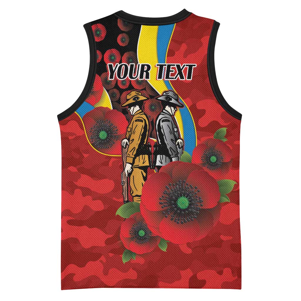 Gold Suns ANZAC Personalised Basketball Jersey Lest We Forget Poppy Camo