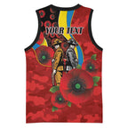Gold Suns ANZAC Personalised Basketball Jersey Lest We Forget Poppy Camo