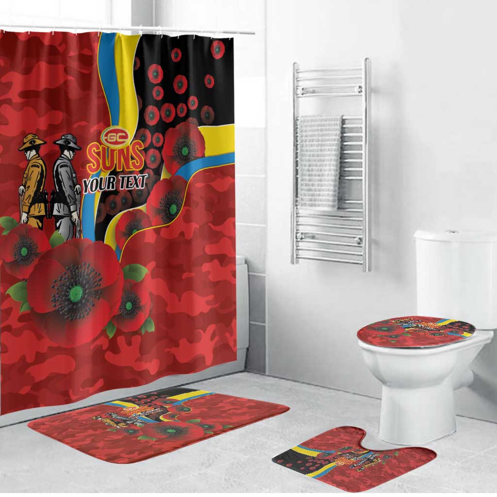 Gold Suns ANZAC Personalised Bathroom Set Lest We Forget Poppy Camo