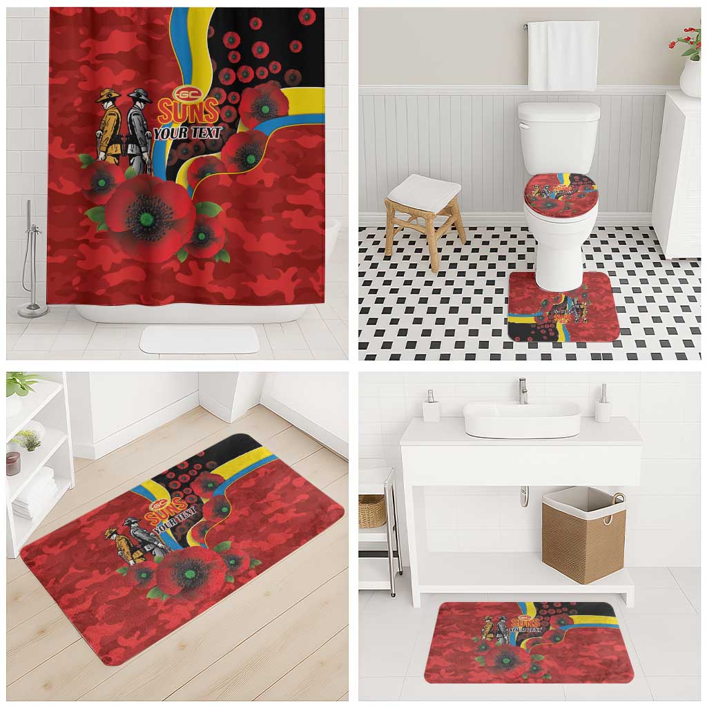 Gold Suns ANZAC Personalised Bathroom Set Lest We Forget Poppy Camo