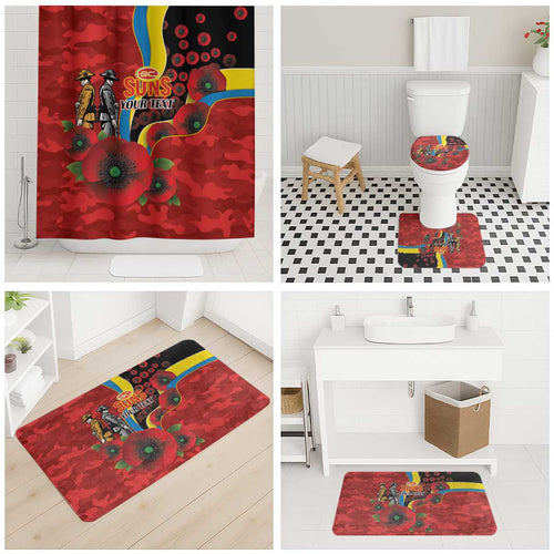 Gold Suns ANZAC Personalised Bathroom Set Lest We Forget Poppy Camo