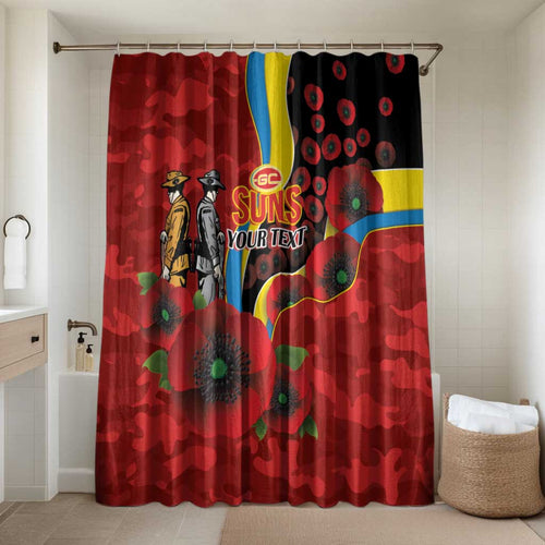 Gold Suns ANZAC Personalised Bathroom Set Lest We Forget Poppy Camo