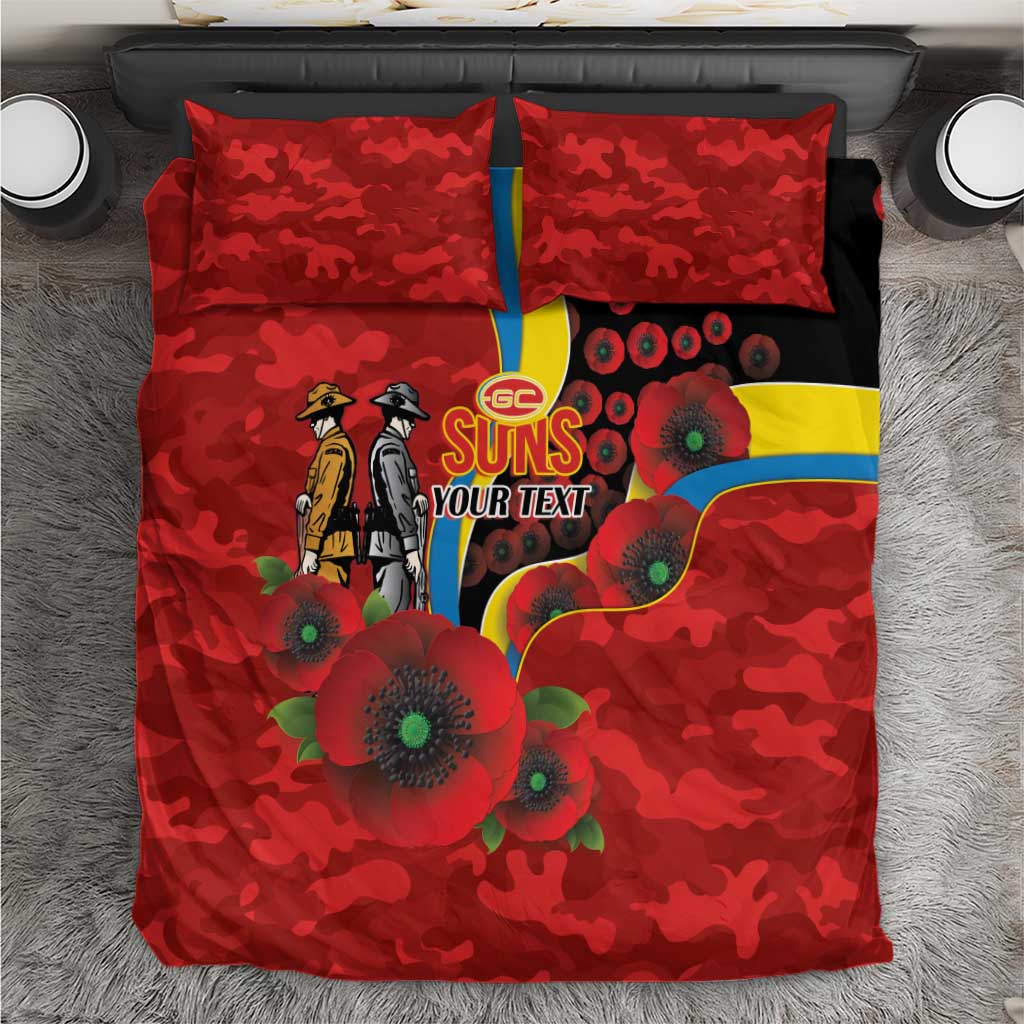 Gold Suns ANZAC Personalised Bedding Set Lest We Forget Poppy Camo