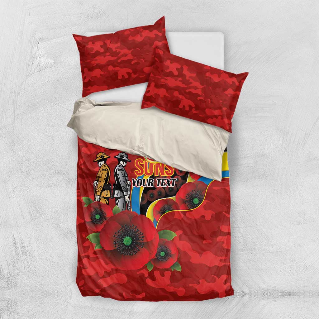 Gold Suns ANZAC Personalised Bedding Set Lest We Forget Poppy Camo