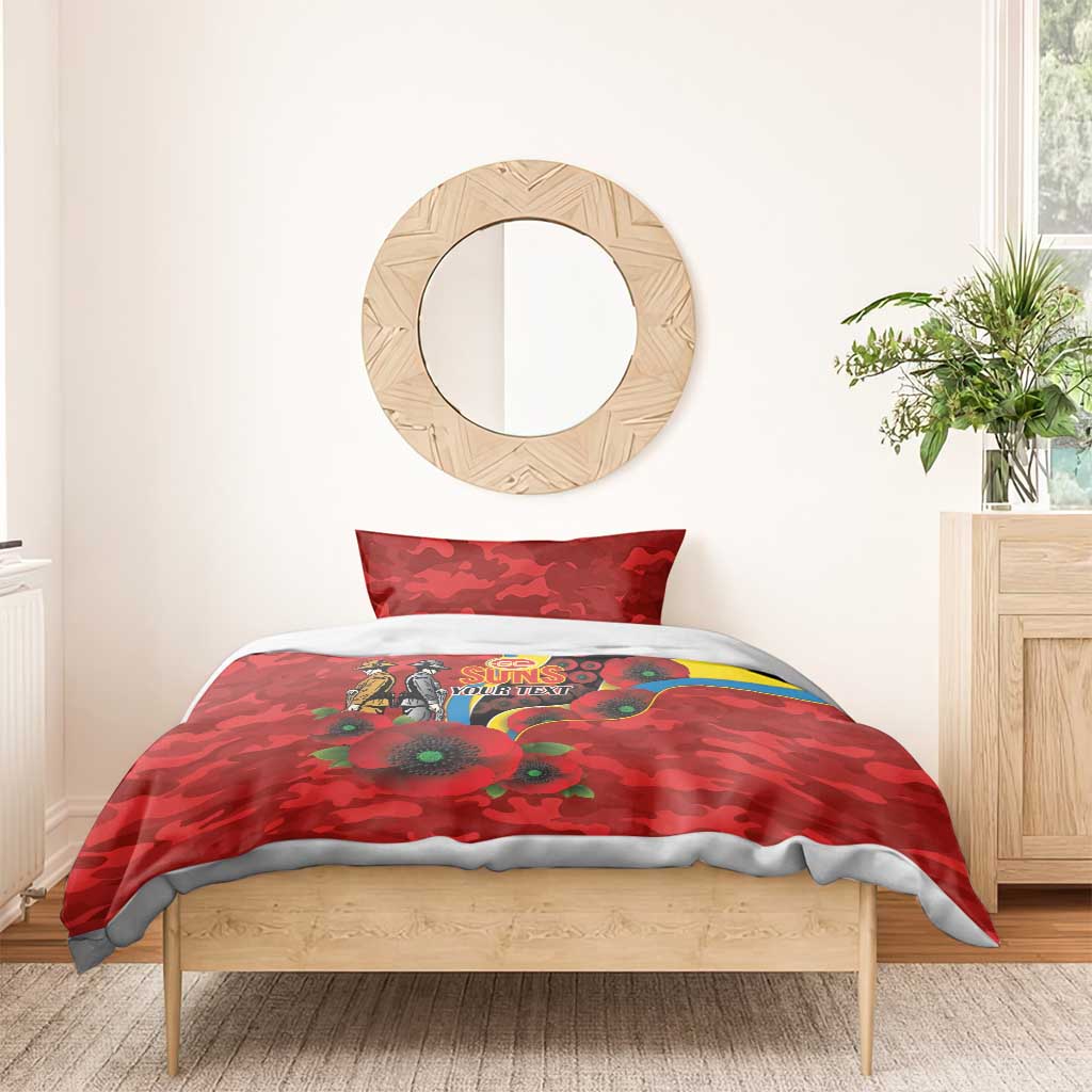 Gold Suns ANZAC Personalised Bedding Set Lest We Forget Poppy Camo