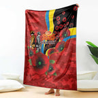 Gold Suns ANZAC Personalised Blanket Lest We Forget Poppy Camo
