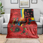 Gold Suns ANZAC Personalised Blanket Lest We Forget Poppy Camo