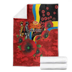 Gold Suns ANZAC Personalised Blanket Lest We Forget Poppy Camo
